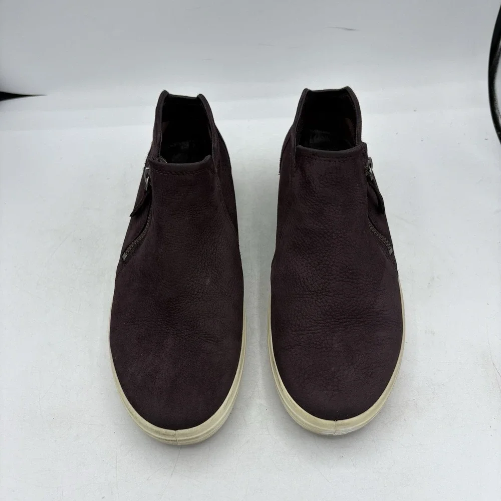 Ecco Sneaker Boot Womens Size 9 Soft 7 Zip Bootie Burgundy Purple Leather